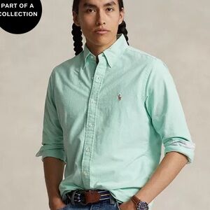 Ralph Lauren classic fit size 16 34/35 green iconic oxford shirt